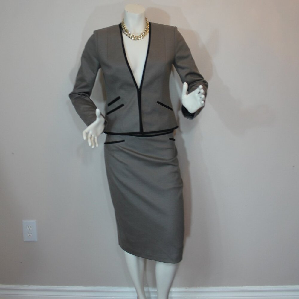 Judith & Charles gray black  business lined suit dress made in Canada size 6